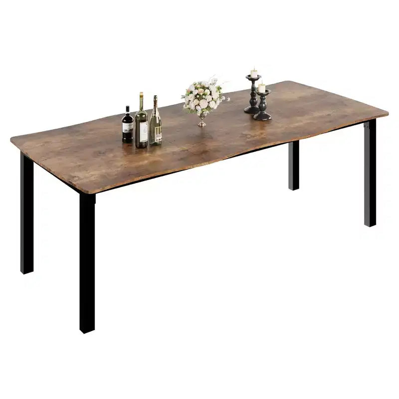 CuisinSmart Dining Table for 6-8; Rectangular Table with Unique Wave Irregular Edge;15MM Thick MDF Top & Metal Frame; for Dining Room
