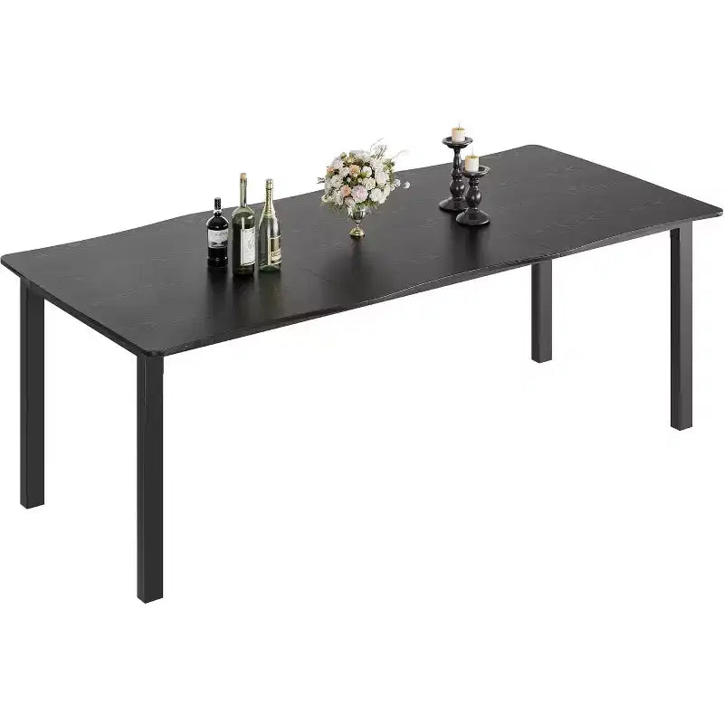 CuisinSmart Dining Table for 6-8; Rectangular Table with Unique Wave Irregular Edge;15MM Thick MDF Top & Metal Frame; for Dining Room