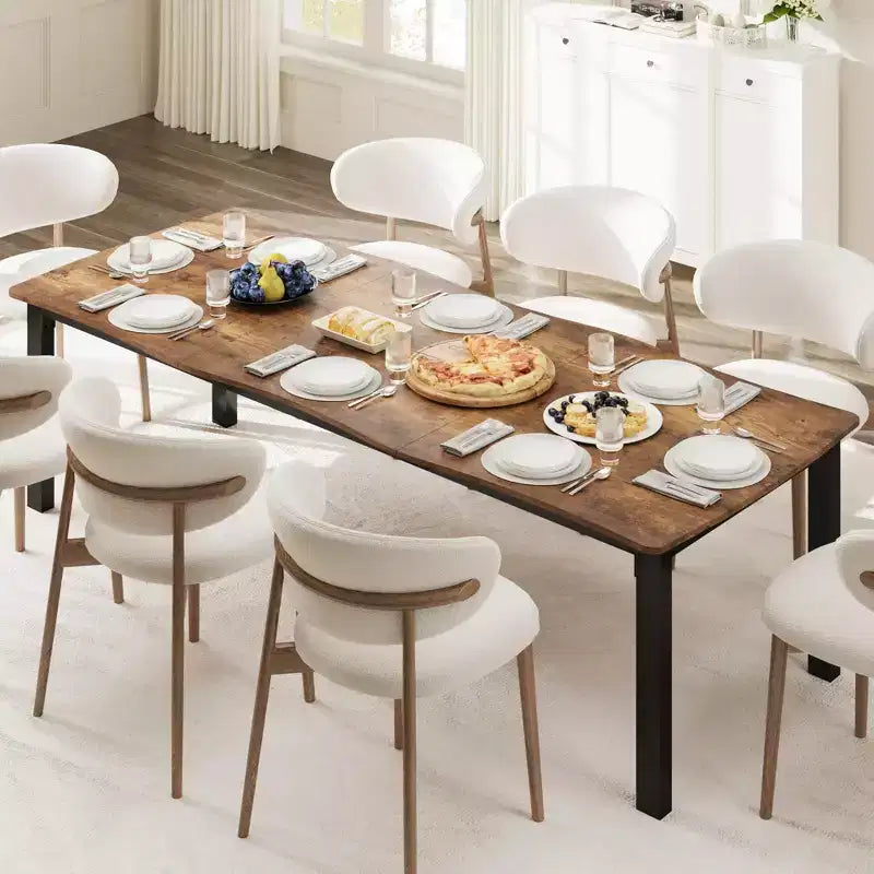 CuisinSmart Dining Table for 6-8; Rectangular Table with Unique Wave Irregular Edge;15MM Thick MDF Top & Metal Frame; for Dining Room