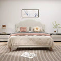 Bellemave Queen Upholstered Platform Bed with Adjustable Headboard and Linen Fabric Padded;Upholstered Platform Bed Frame for Bedroom;Beige