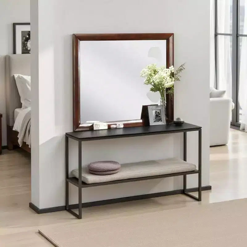 Royal Hampton Dresser Vanity Mirror; 40 Inch Dark Cherry Brown Solid Wood