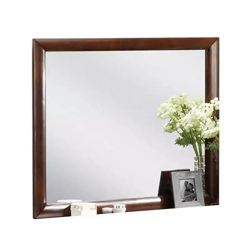 Royal Hampton Dresser Vanity Mirror; 40 Inch Dark Cherry Brown Solid Wood