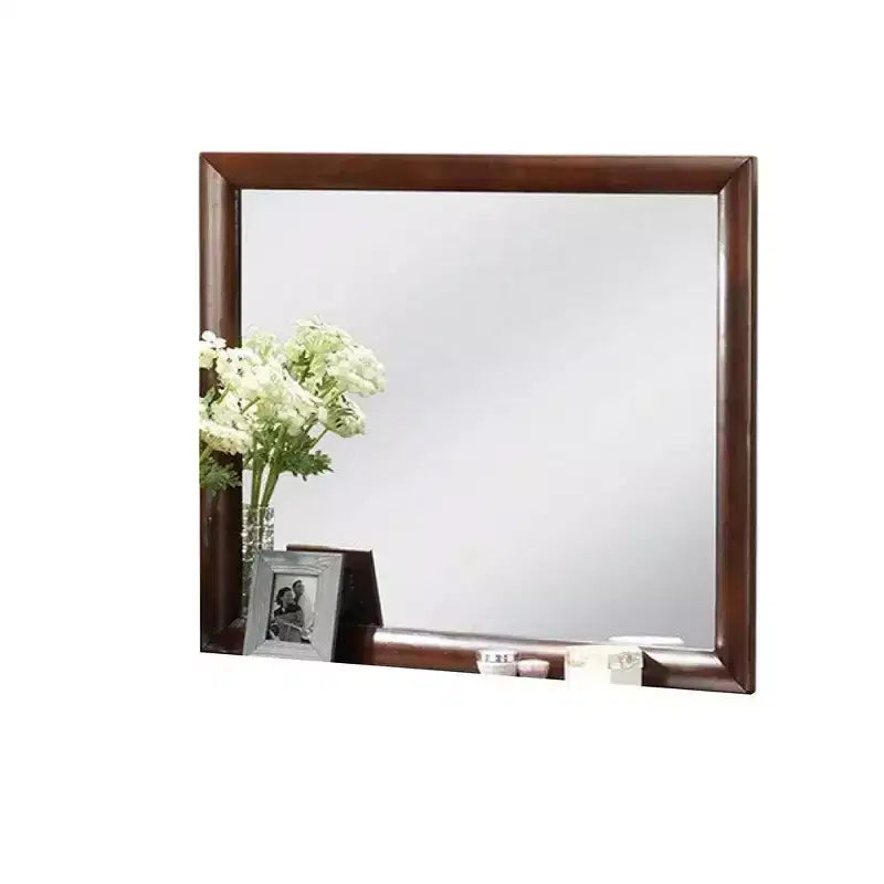 Royal Hampton Dresser Vanity Mirror; 40 Inch Dark Cherry Brown Solid Wood