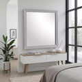 Royal Hampton Dresser Mirror; 38 Inch Square Frame; Farmhouse Gray Solid Wood