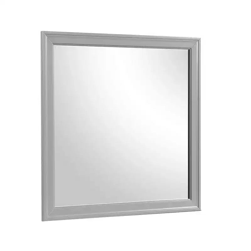 Royal Hampton Dresser Mirror; 38 Inch Square Frame; Farmhouse Gray Solid Wood