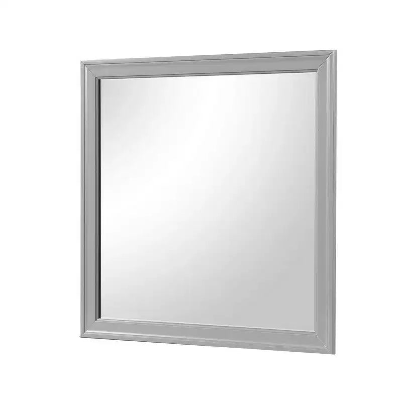 Royal Hampton Dresser Mirror; 38 Inch Square Frame; Farmhouse Gray Solid Wood