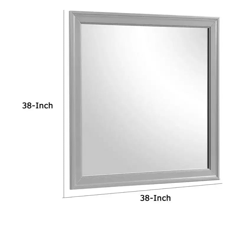 Royal Hampton Dresser Mirror; 38 Inch Square Frame; Farmhouse Gray Solid Wood