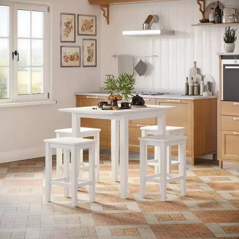 Jofran; Eastern Tides Coastal Wire-Brushed Wood Backless Counter Barstool (Set of 2)