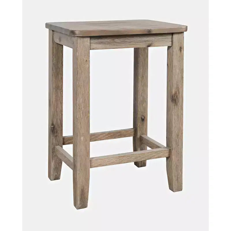 Jofran; Eastern Tides Coastal Wire-Brushed Wood Backless Counter Barstool (Set of 2)