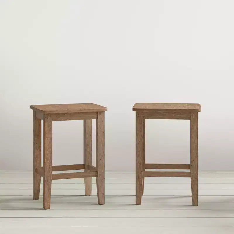 Jofran; Eastern Tides Coastal Wire-Brushed Wood Backless Counter Barstool (Set of 2)