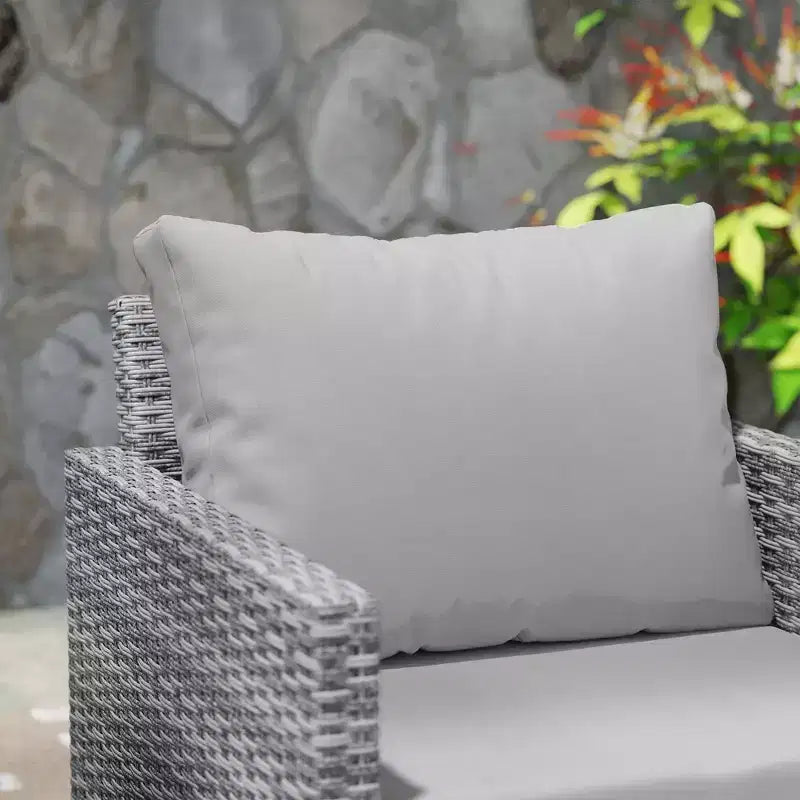 3PCS Patio Set; Wicker Bistro Set with Cushions; Rattan Chairs; Glass Coffee Table for Backyard; Porch; Balcony