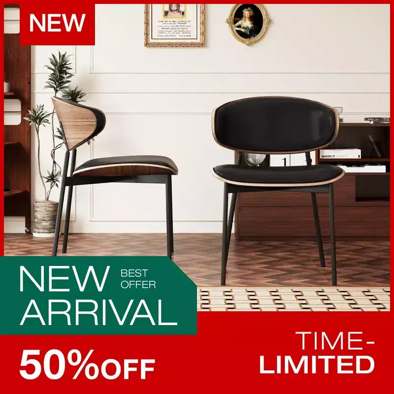 Luck Live Modern 2-Pack Contemporary Dining Chairs with Metal Frame; Soft Upholstered Seat & Back