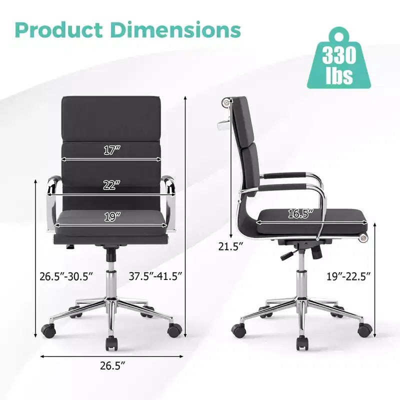 Costway Ergonomic Office Desk Chair w/Rocking Backrest Height-adjustable Padded Seat