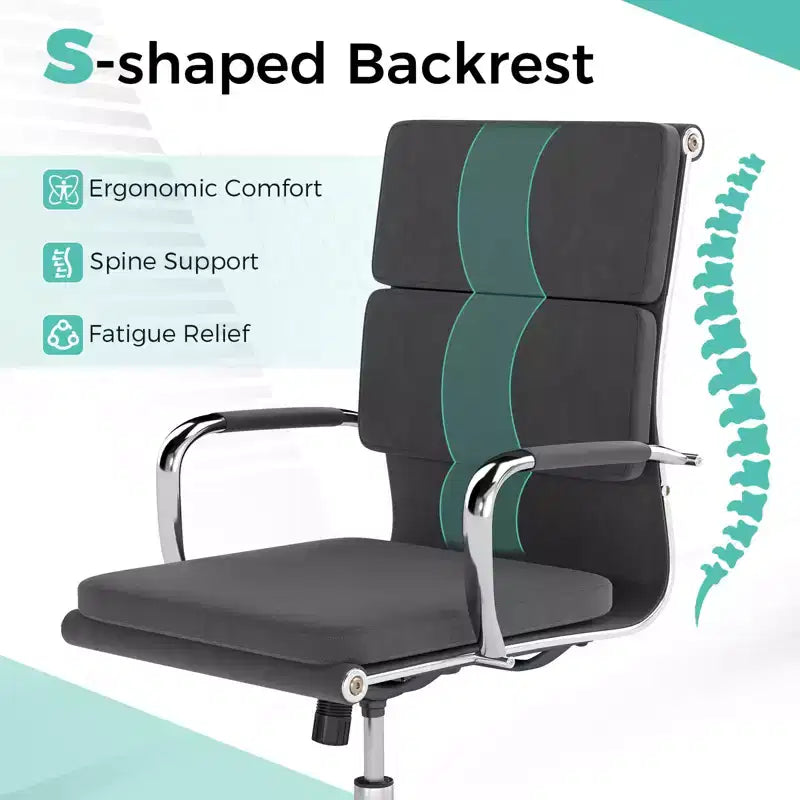 Costway Ergonomic Office Desk Chair w/Rocking Backrest Height-adjustable Padded Seat