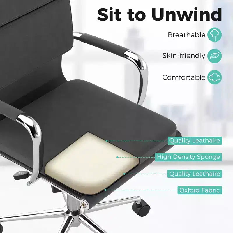 Costway Ergonomic Office Desk Chair w/Rocking Backrest Height-adjustable Padded Seat