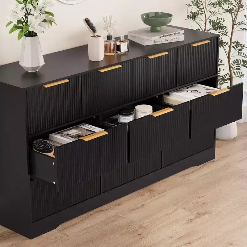 Fluted Dresser for Bedroom with 10 Drawers; 59 Wide Modern Chest of Drawers; Dresser TV Stand Wooden Closet for Living Room; Hallway