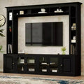Modern Wall Unit Entertainment Center 4-Piece; Media Console with Bookshelves and Shelves; Large TV Stand with Tempered Glass Door for 80 TV