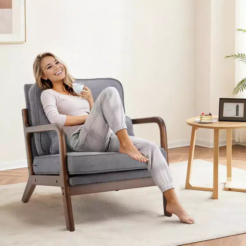 TUYOHW Polyester Accent Chairs;Upholstered Reading Chairs with Arms and Waist Cushion for Living Room;Bedroom