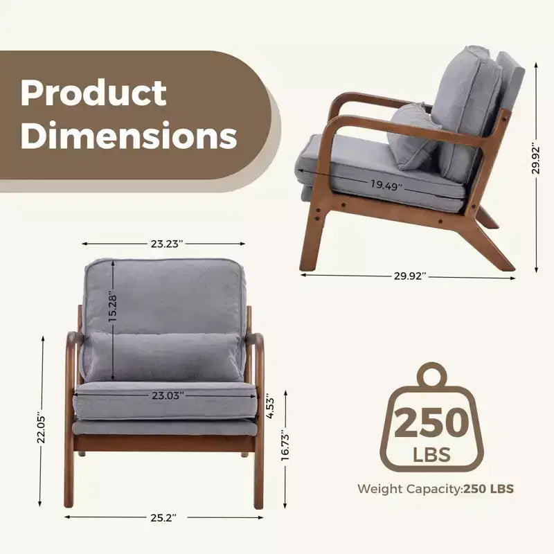 TUYOHW Polyester Accent Chairs;Upholstered Reading Chairs with Arms and Waist Cushion for Living Room;Bedroom