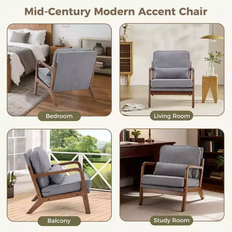 TUYOHW Polyester Accent Chairs;Upholstered Reading Chairs with Arms and Waist Cushion for Living Room;Bedroom