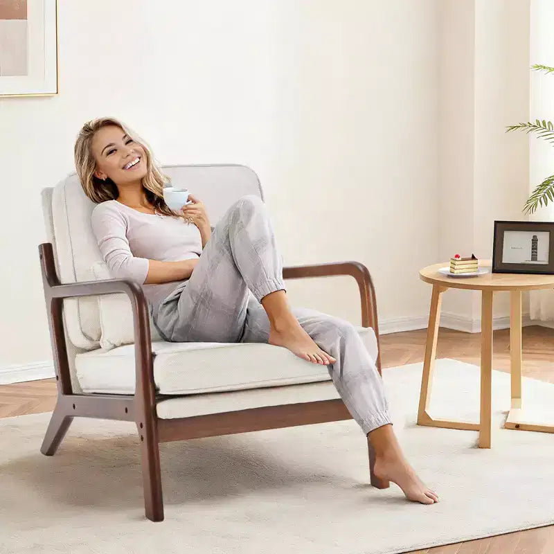 TUYOHW Polyester Accent Chairs;Upholstered Reading Chairs with Arms and Waist Cushion for Living Room;Bedroom