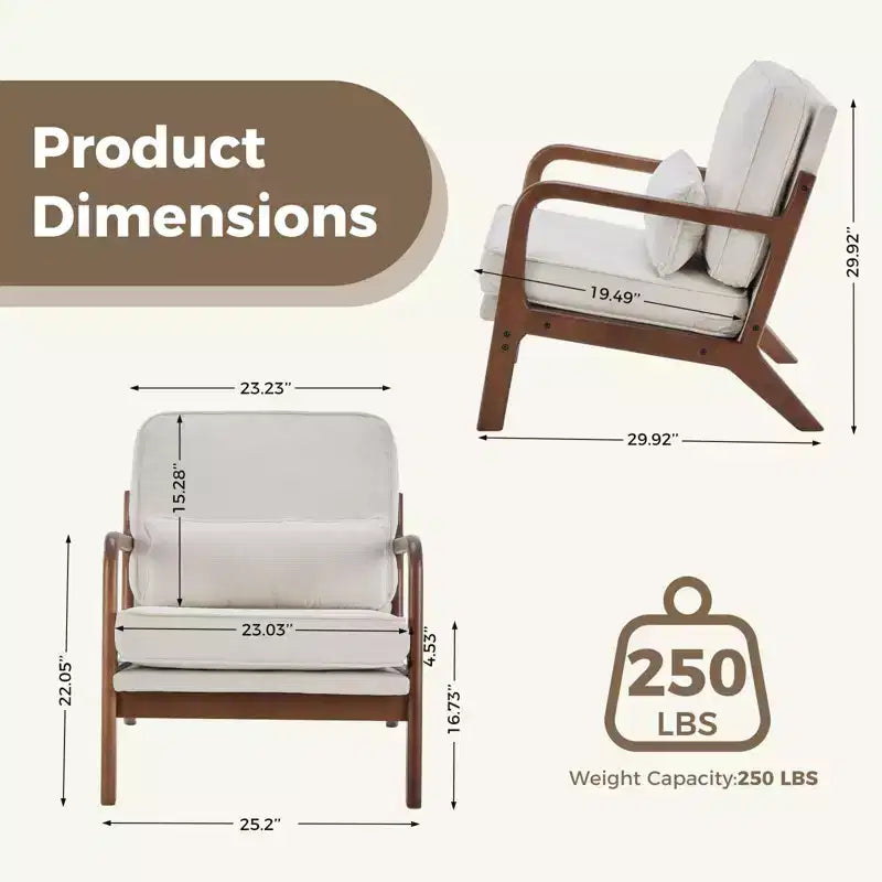TUYOHW Polyester Accent Chairs;Upholstered Reading Chairs with Arms and Waist Cushion for Living Room;Bedroom
