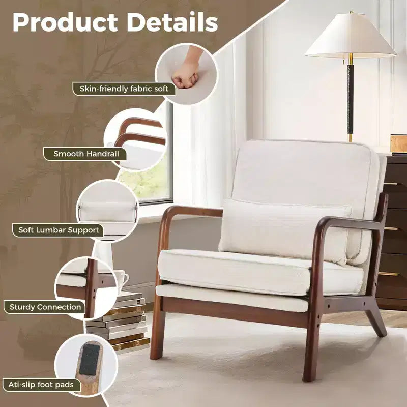 TUYOHW Polyester Accent Chairs;Upholstered Reading Chairs with Arms and Waist Cushion for Living Room;Bedroom