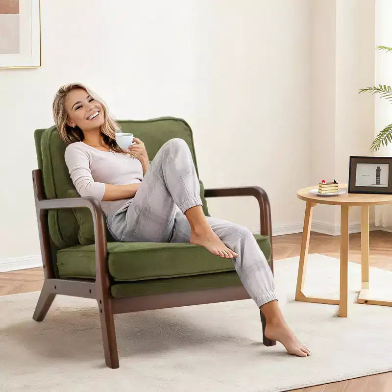 TUYOHW Polyester Accent Chairs;Upholstered Reading Chairs with Arms and Waist Cushion for Living Room;Bedroom