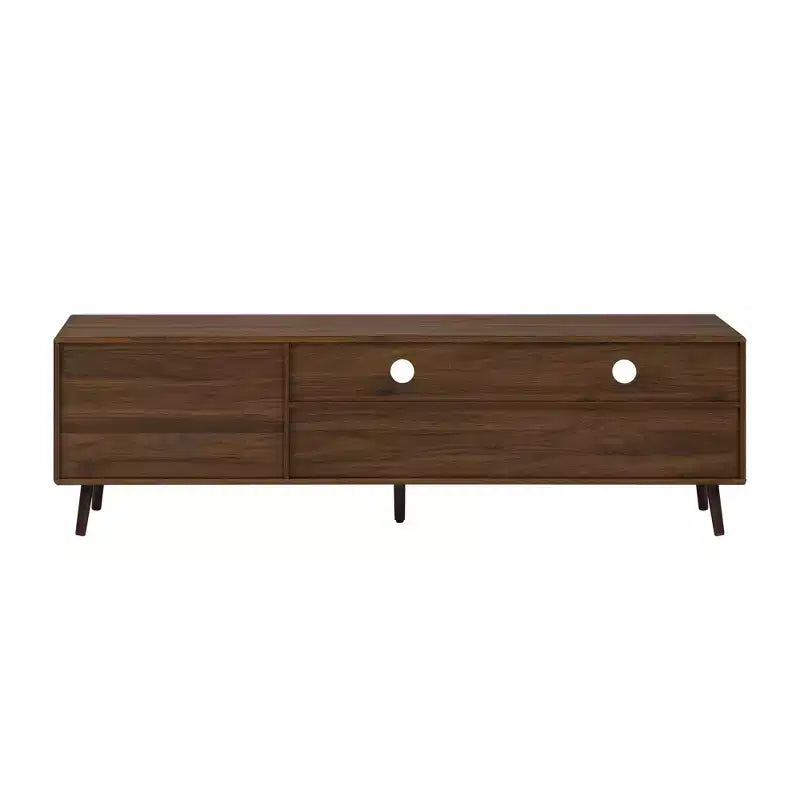 Vintage TV Stand with Drawers for 80 TV; Media Console Table with Storage; TV Storage Cabinet with Drop-down Door; Natural