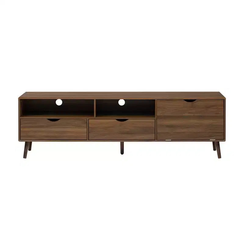 Vintage TV Stand with Drawers for 80 TV; Media Console Table with Storage; TV Storage Cabinet with Drop-down Door; Natural