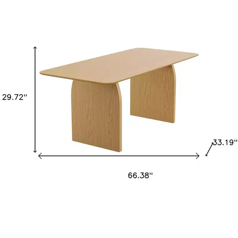 HomeRoots 66 Natural Solid Wood Double Pedestal Base Dining Table