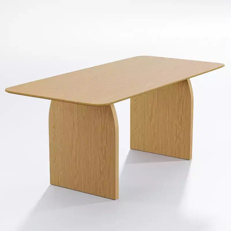 HomeRoots 66 Natural Solid Wood Double Pedestal Base Dining Table