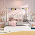 Costway Full Size Canopy Bed with Trundle Wooden Platform Bed Frame Headboard