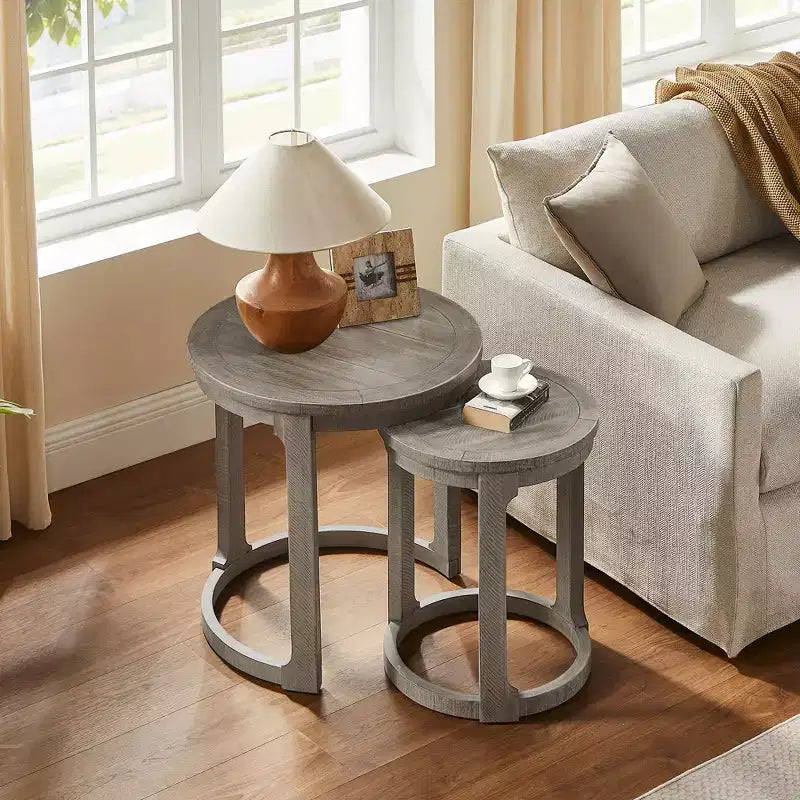 GDFStudio Uvella Traditional Round Nesting Table Set