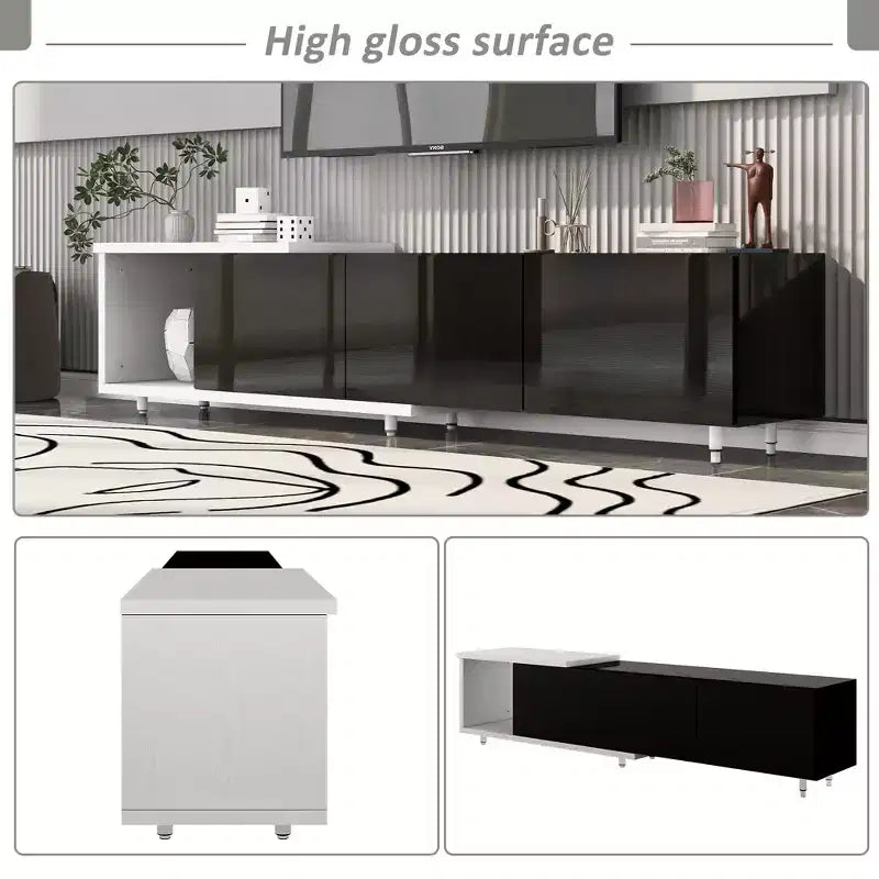Modern TV Stand for 80 TVs; Wood TV Storage Cabinet with 3 Drawers; Entertainment Center Media Console with Adjustable Feet and Open Shelf