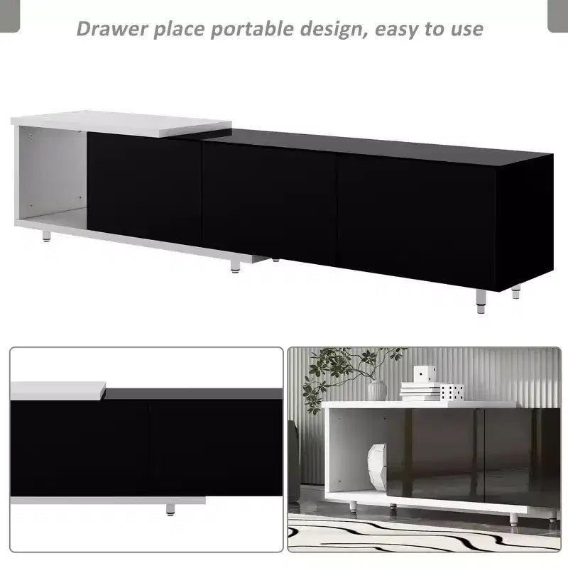 Modern TV Stand for 80 TVs; Wood TV Storage Cabinet with 3 Drawers; Entertainment Center Media Console with Adjustable Feet and Open Shelf