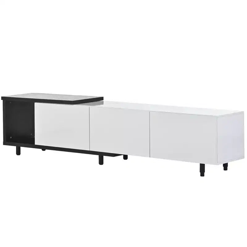 Modern TV Stand for 80 TVs; Wood TV Storage Cabinet with 3 Drawers; Entertainment Center Media Console with Adjustable Feet and Open Shelf