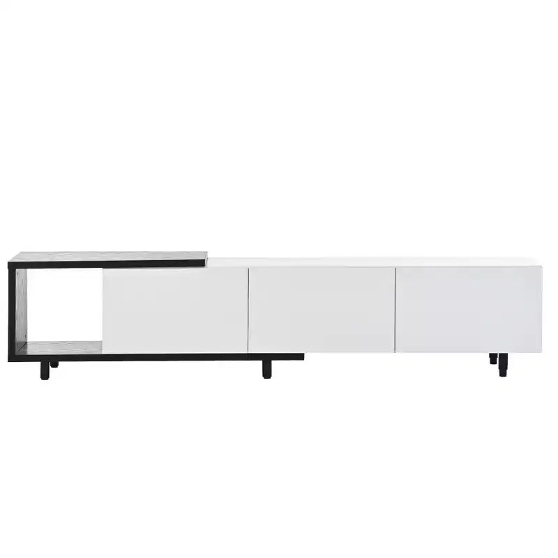 Modern TV Stand for 80 TVs; Wood TV Storage Cabinet with 3 Drawers; Entertainment Center Media Console with Adjustable Feet and Open Shelf