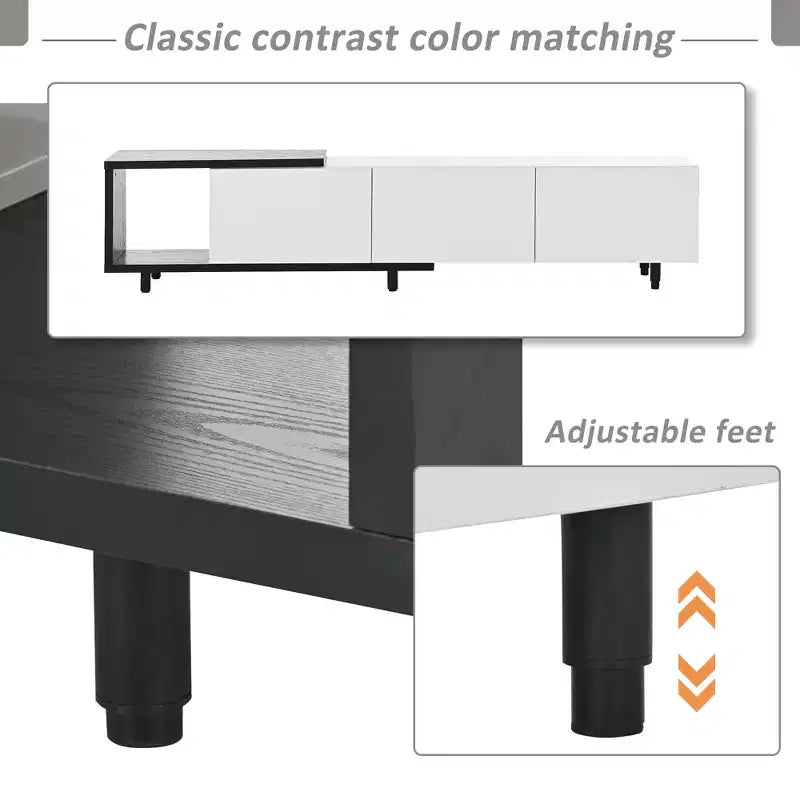 Modern TV Stand for 80 TVs; Wood TV Storage Cabinet with 3 Drawers; Entertainment Center Media Console with Adjustable Feet and Open Shelf