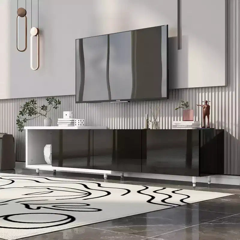 Modern TV Stand for 80 TVs; Wood TV Storage Cabinet with 3 Drawers; Entertainment Center Media Console with Adjustable Feet and Open Shelf