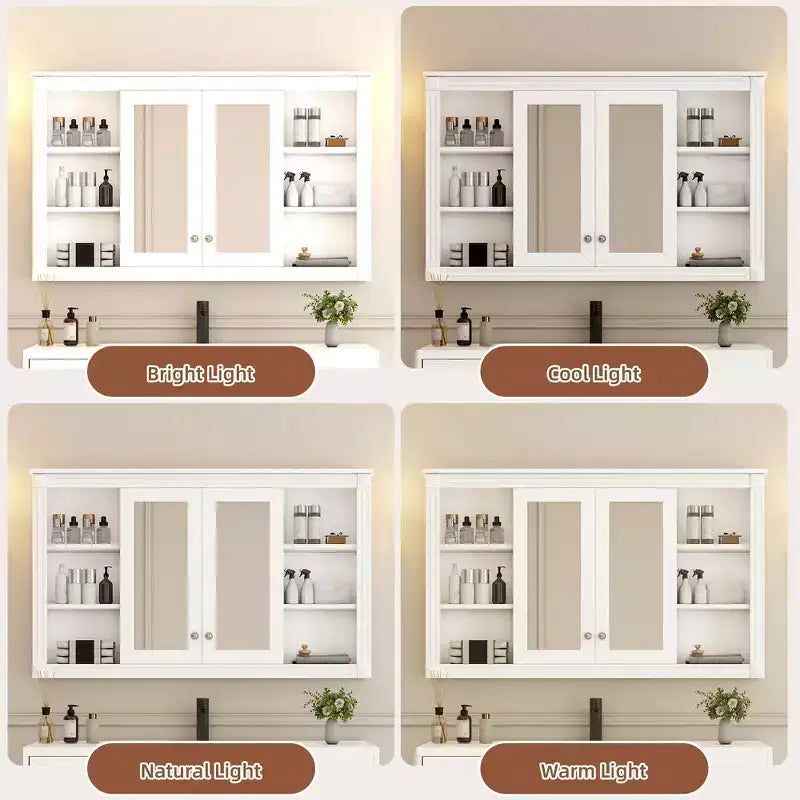 Whisen 47 Bathroom Mirror Storage Cabinet; Wall Mounted Medicine Cabinet with Adjustable Shelf