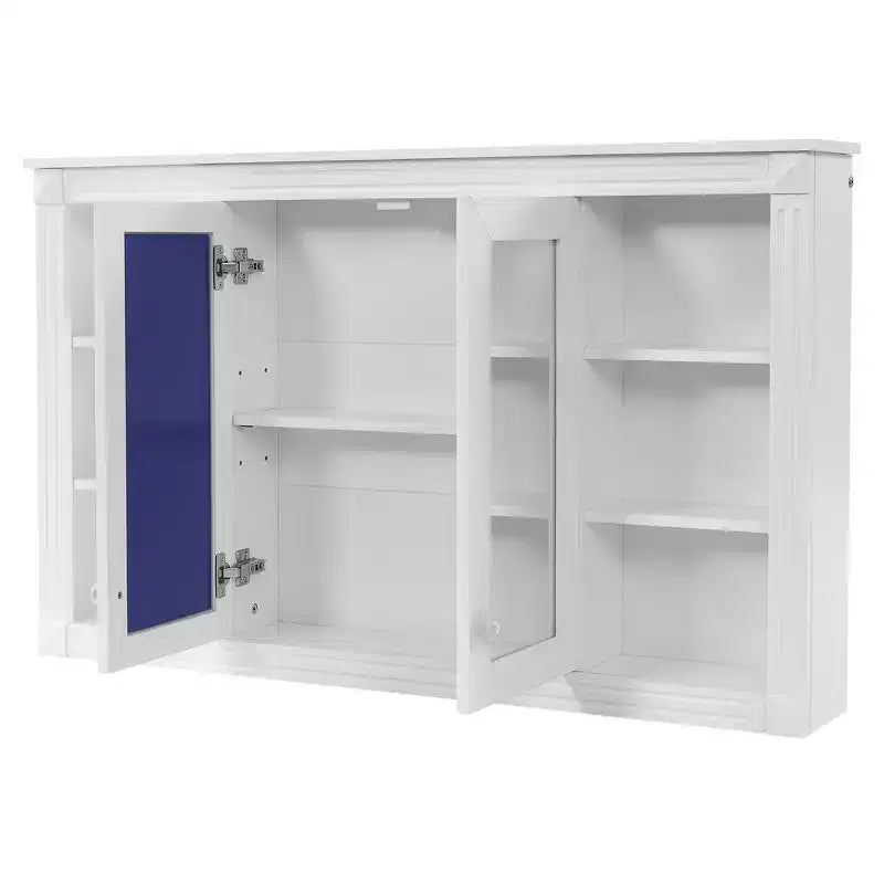 Whisen 47 Bathroom Mirror Storage Cabinet; Wall Mounted Medicine Cabinet with Adjustable Shelf