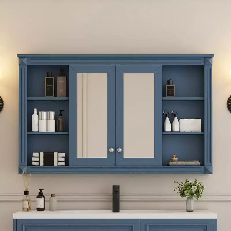 Whisen 47 Bathroom Mirror Storage Cabinet; Wall Mounted Medicine Cabinet with Adjustable Shelf