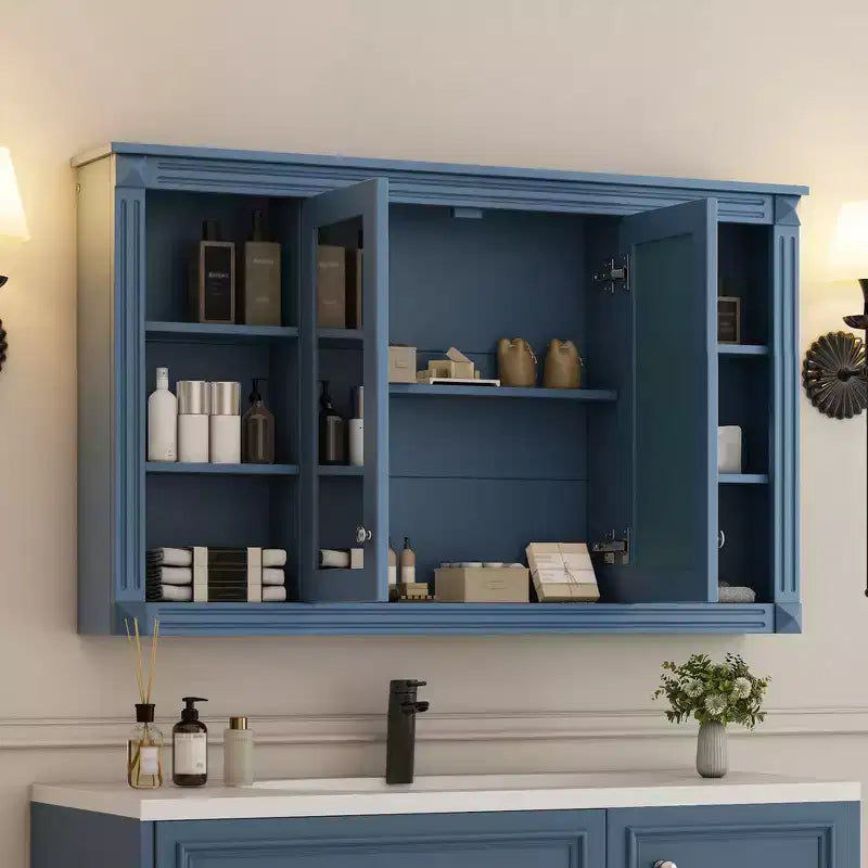 Whisen 47 Bathroom Mirror Storage Cabinet; Wall Mounted Medicine Cabinet with Adjustable Shelf