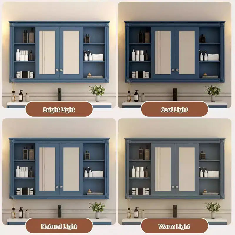 Whisen 47 Bathroom Mirror Storage Cabinet; Wall Mounted Medicine Cabinet with Adjustable Shelf