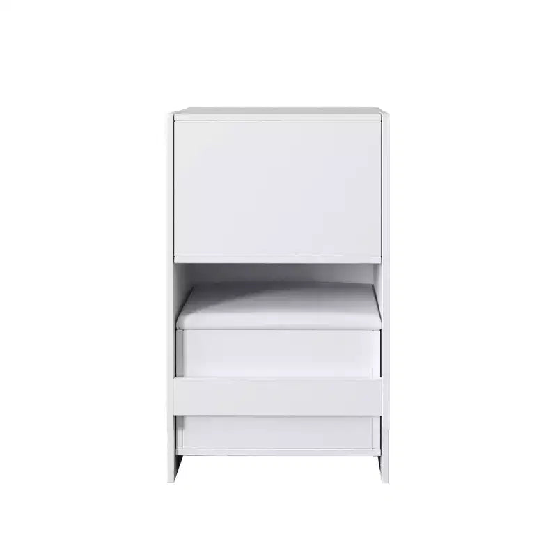 Okak 3-IN-1 Vanity Desk with Visible Glass Desktop and Flip Top Mirror; Makeup Vanity with 3 Drawers and 1 Stool; Compact Vanity for Bedroom; White