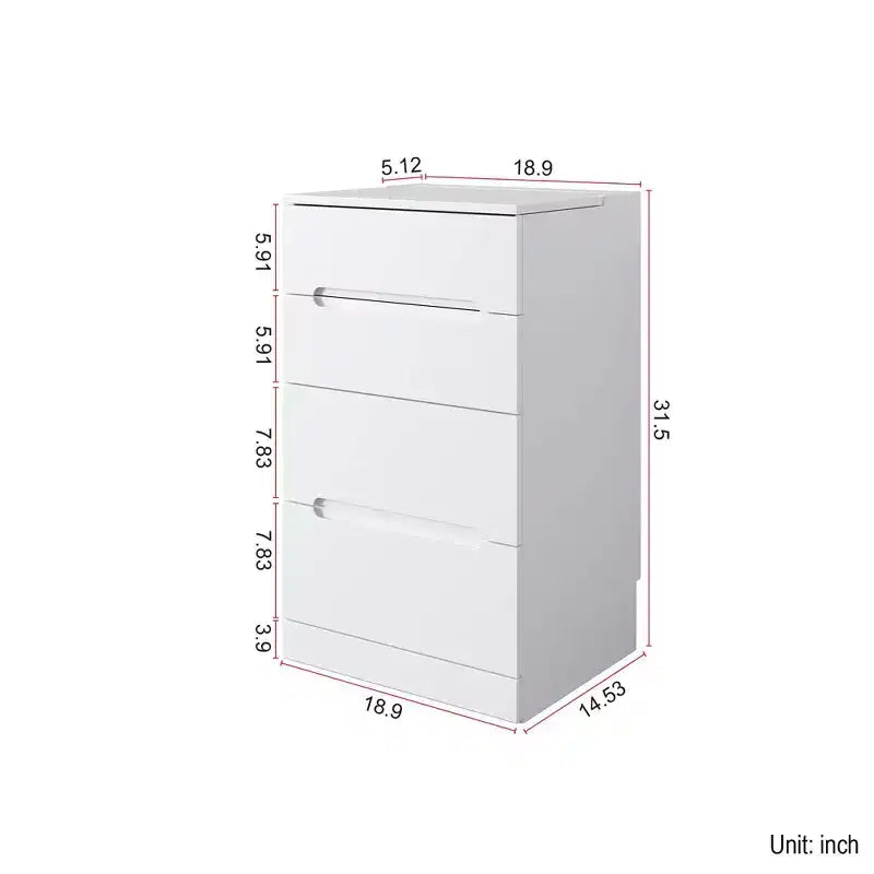 Okak 3-IN-1 Vanity Desk with Visible Glass Desktop and Flip Top Mirror; Makeup Vanity with 3 Drawers and 1 Stool; Compact Vanity for Bedroom; White