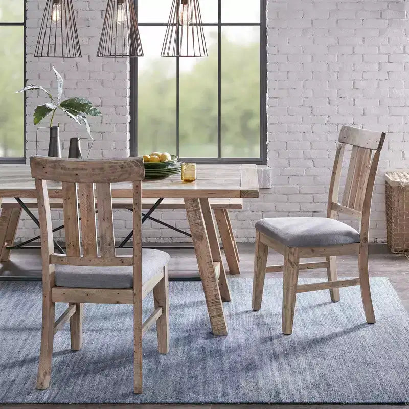 Ink+Ivy Set of 2 Sonoma Dining Side Chair Natural/Gray: Upholstered; Wood Frame; Foam Cushion