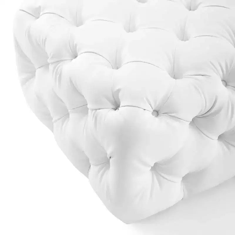 Amour Tufted Button Square Faux Leather Ottoman White - Modway: Luxurious Vegan Leather; No Assembly Required