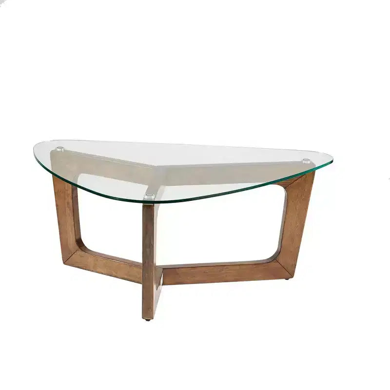 Walker Coffee Table Brown: Ink+Ivy Mid-Century Modern; Tempered Glass Top; Wood Legs; 17" Height